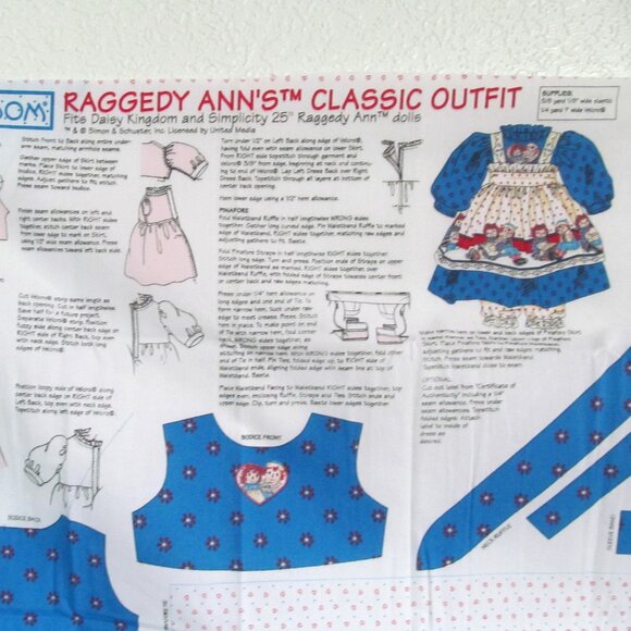 Daisy Kingdom Raggedy Ann doll dress fabric panel - Picture 1 of 8